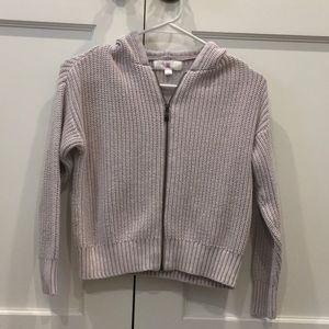 Chloe + Cyprus Washed Zip - Front Hooded Shaker Sweater Lavender